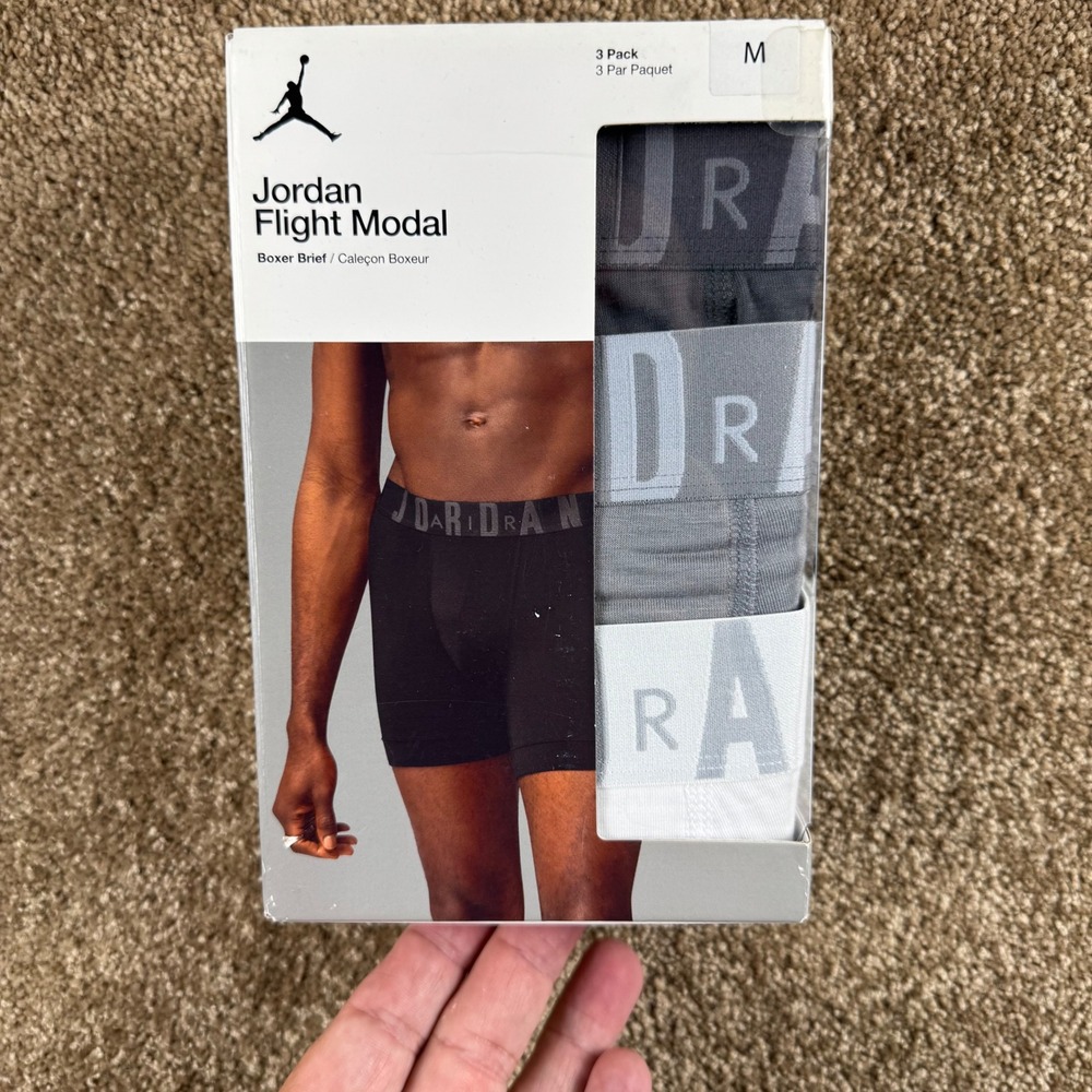 Jordan Flight Modal Boxer Briefs 3 Pack Black Grey Mens Medium JM0621 - $50 NEW
